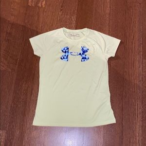 Bright yellow with blue logo Under Armour tee
